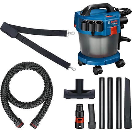 Aspirateur de chantier sans fil Bosch Professional GAS 18V-10 L 18V avec accessoires et système d’aspiration industrielle