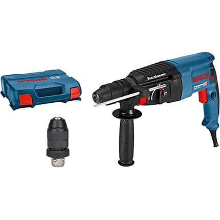 Perforateur burineur filaire Bosch Professional GBH 2-26 F avec poignée, mandrin interchangeable et coffret de transport, outil électroportatif puissant pour béton et maçonnerie