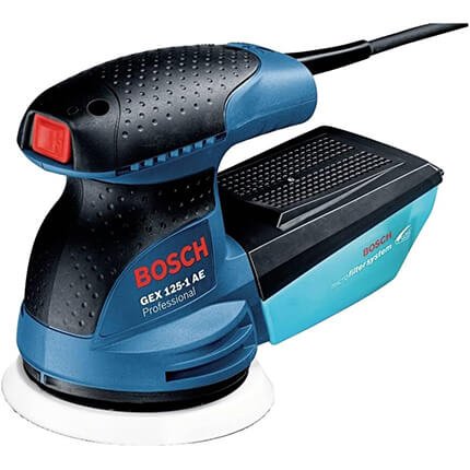Ponceuse excentrique filaire Bosch Professional GEX 125-1 AE compacte et ergonomique avec variateur de vitesse, outil électroportatif pour ponçage du bois et des surfaces