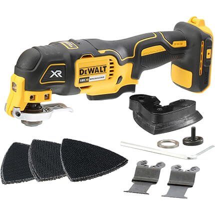 Outil multifonction sans fil DeWalt DCS355N-XJ 18V XR brushless avec accessoires de découpe et ponçage pour bricolage et rénovation