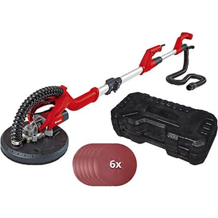 Ponceuse girafe Einhell TC-DW 225 avec manche télescopique, disques abrasifs et coffret de transport, outil électroportatif idéal pour ponçage des murs et plafonds