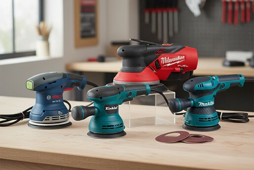 Comparatif ponceuses excentriques professionnelles Bosch, Makita, Milwaukee et Zirkon pour ponçage bois et finitions de rénovation